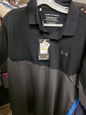 Under Armour Two-Tone Black and Charcoal Polo